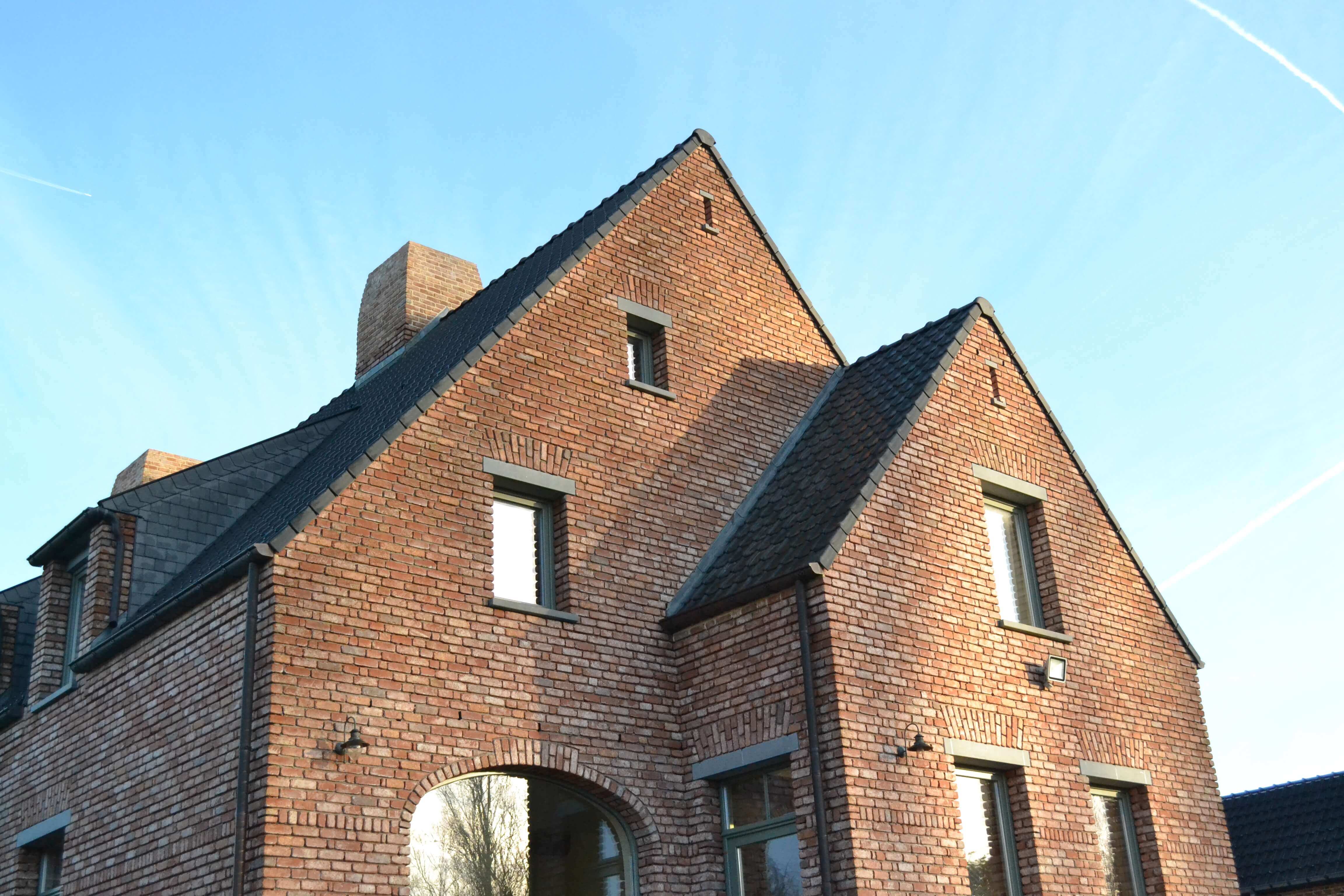 schoorsteen en dak landelijke stijl nieuwbouwwoning